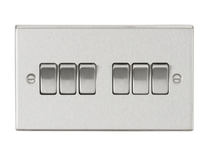 Knightsbridge CS42BC 10AX 6G 2-Way Plate Switch - Square Edge Brushed Chrome