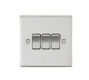 Knightsbridge CS4BC 10AX 3G 2 Way Plate Switch - Square Edge Brushed Chrome