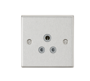Knightsbridge CS5ABCG 5A Unswitched Socket - Square Edge Brushed Chrome Finish with Grey Insert