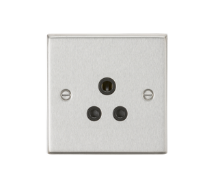 Knightsbridge CS5ABC 5A Unswitched Socket - Square Edge Brushed Chrome Finish with Black Insert