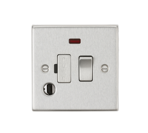 Knightsbridge CS63FBC 13A Switched Fused Spur Unit with Neon & Flex Outlet - Square Edge Brushed Chrome
