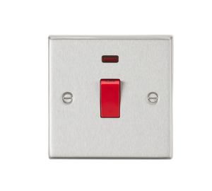 Knightsbridge CS81NBC 45A DP Switch with Neon (single size) - Square Edge Brushed Chrome