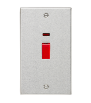 Knightsbridge CS82NBC 45A DP Switch with Neon (double size) - Square Edge Brushed Chrome