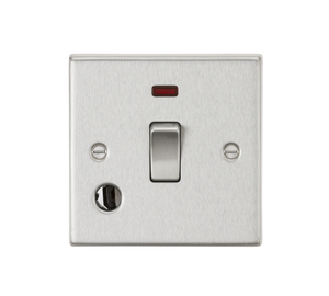 Knightsbridge CS834FBC 20A 1G DP Switch with Neon & Flex Outlet - Square Edge Brushed Chrome