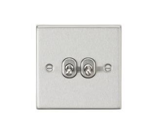 Knightsbridge CSTOG2BC 10AX 2G 2-Way Toggle Switch - Square Edge Brushed Chrome Finish