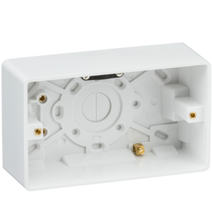 Knightsbridge CU1600 Curved Edge Double 47mm Pattress Box with Earth Terminal and Cable Strain Relief - Knightsbridge - Sparks Warehouse