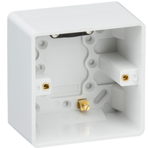 Knightsbridge CU1610 Curved Edge Single 47mm Pattress Box with Earth Terminal and Cable Strain Relief - Knightsbridge - Sparks Warehouse