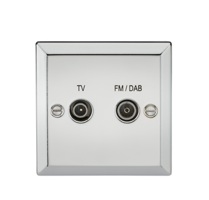 Knightsbridge CV016PC Diplex TV & FM DAB Outlet - Bevelled Edge Polished Chrome - Knightsbridge - Sparks Warehouse
