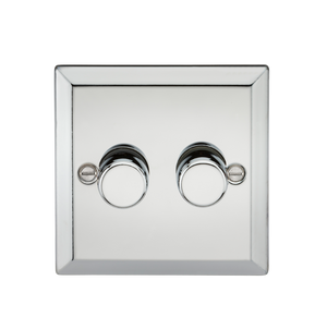 Knightsbridge CV2182PC 2G 2 way 10-200W (5-150W LED) trailing edge dimmer - Bevelled Edge Polished Chrome - Knightsbridge - Sparks Warehouse