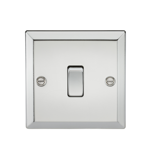 Knightsbridge CV2PC 10AX 1G 2 Way Plate Switch - Bevelled Edge Polished Chrome - Knightsbridge - Sparks Warehouse
