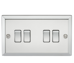 Knightsbridge CV41PC 10AX 4G 2 Way Plate Switch - Bevelled Edge Polished Chrome - Knightsbridge - Sparks Warehouse