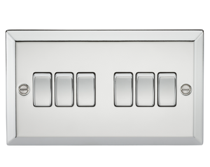Knightsbridge CV42PC 10AX 6G 2 Way Plate Switch - Bevelled Edge Polished Chrome - Knightsbridge - Sparks Warehouse