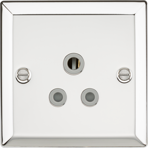 Knightsbridge CV5APCG 5A Unswitched Socket with Grey Insert - Bevelled Edge Polished Chrome - Knightsbridge - Sparks Warehouse