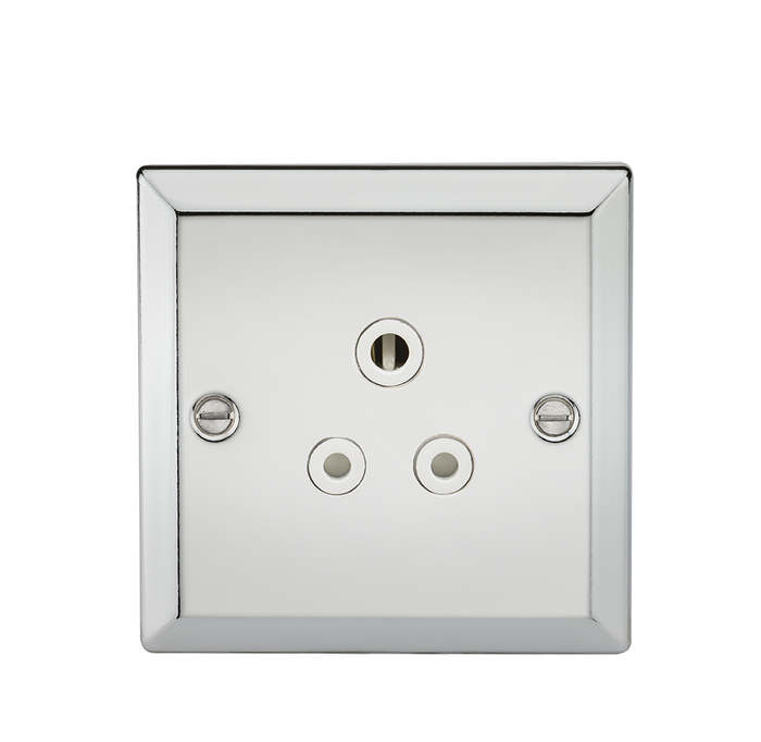 Knightsbridge CV5APCW 5A Unswitched Socket with White Insert - Bevelled Edge Polished Chrome