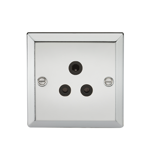 Knightsbridge CV5APC 5A Unswitched Socket with Black Insert - Bevelled Edge Polished Chrome - Knightsbridge - Sparks Warehouse