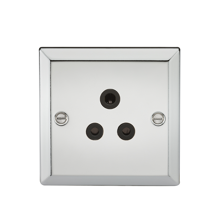 Knightsbridge CV5APC 5A Unswitched Socket with Black Insert - Bevelled Edge Polished Chrome