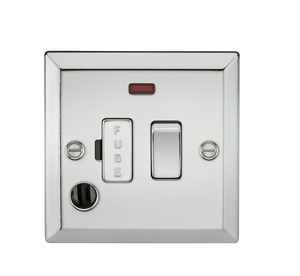 Knightsbridge CV63FPC 13A Switched Fused Spur Unit with Neon & Flex Outlet - Bevelled Edge Polished Chrome - Knightsbridge - Sparks Warehouse