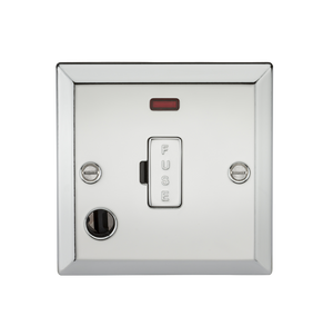 Knightsbridge CV6FPC 13A Fused Spur Unit with Neon & Flex Outlet - Bevelled Edge Polished Chrome - Knightsbridge - Sparks Warehouse