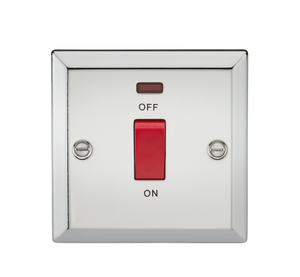 Knightsbridge CV81NPC 45A DP Switch with Neon (single size) - Bevelled Edge Polished Chrome - Knightsbridge - Sparks Warehouse