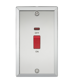 Knightsbridge CV82NPC 45A DP Switch with Neon (double size) - Bevelled Edge Polished Chrome - Knightsbridge - Sparks Warehouse