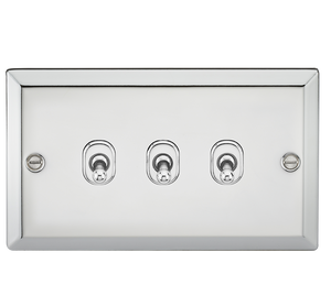 Knightsbridge CVTOG3PC 10AX 3G 2 Way Toggle Switch - Bevelled Edge Polished Chrome - Knightsbridge - Sparks Warehouse
