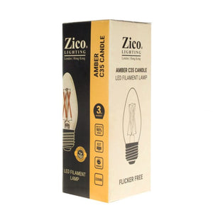 Zico ZIK008/4W22B22A - Candle C35 Amber 4w B22 2000k Zico Vintage Zico - The Lamp Company