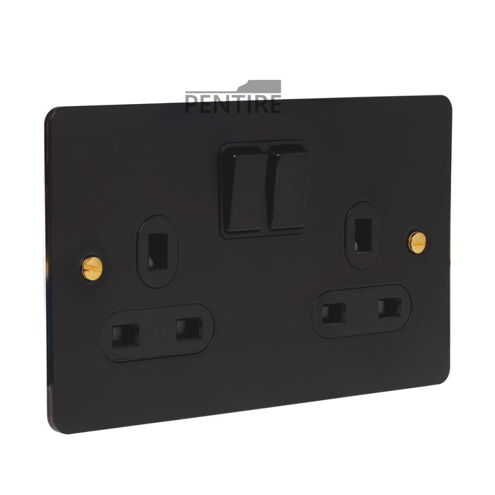 2G Matt Black Socket - Brass Screws