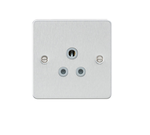 Knightsbridge FP5ABCG Flat Plate 5A UNSwitched Socket - Brushed Chrome With Grey Insert - Knightsbridge - Sparks Warehouse