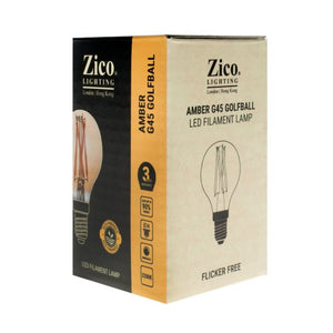 Zico ZIK017/4W22E14A - Golfball G45 Amber E14 2000k Zico Vintage Zico - The Lamp Company