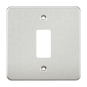 Knightsbridge GDFP001BC Flat plate 1G grid faceplate - brushed chrome - Knightsbridge - Sparks Warehouse