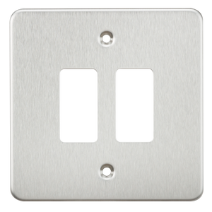 Knightsbridge GDFP002BC Flat plate 2G grid faceplate - brushed chrome - Knightsbridge - Sparks Warehouse