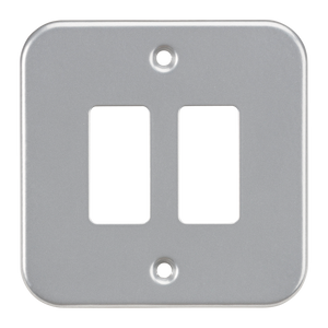 Knightsbridge GDFP002M Metal Clad 2G Grid faceplate - Knightsbridge - Sparks Warehouse