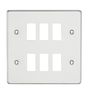 Knightsbridge GDFP006PC Flat plate 6G grid faceplate - polished chrome - Knightsbridge - Sparks Warehouse