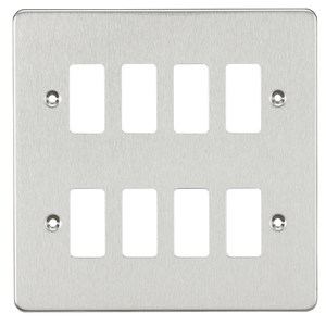 Knightsbridge GDFP008BC Flat plate 8G grid faceplate - brushed chrome - Knightsbridge - Sparks Warehouse