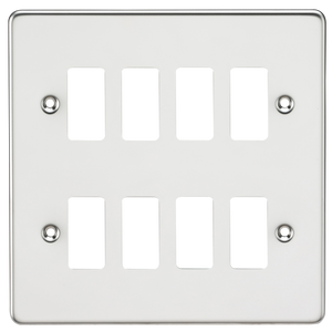 Knightsbridge GDFP008PC Flat plate 8G grid faceplate - polished chrome - Knightsbridge - Sparks Warehouse