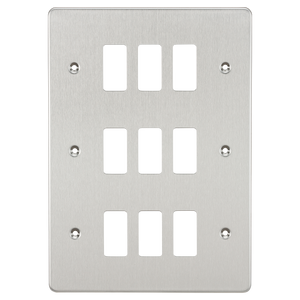 Knightsbridge GDFP009BC Flat plate 9G grid faceplate - brushed chrome - Knightsbridge - Sparks Warehouse