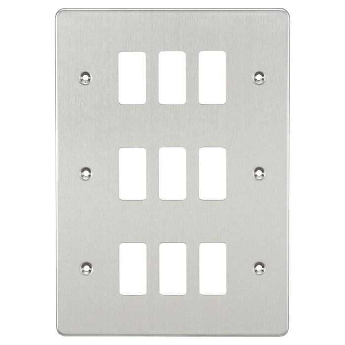 Knightsbridge GDFP009BC Flat plate 9G grid faceplate - brushed chrome