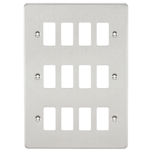 Knightsbridge GDFP012BC Flat plate 12G grid faceplate - brushed chrome - Knightsbridge - Sparks Warehouse