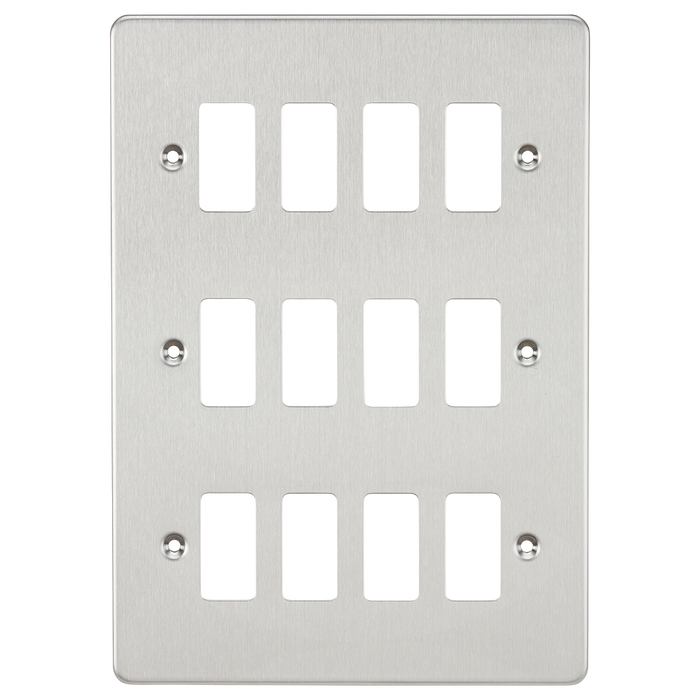 Knightsbridge GDFP012BC Flat plate 12G grid faceplate - brushed chrome