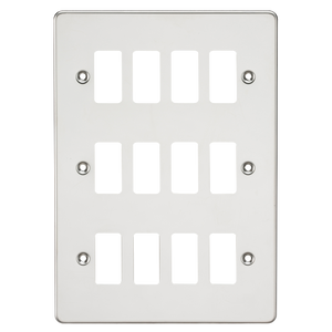 Knightsbridge GDFP012PC Flat plate 12G grid faceplate - polished chrome - Knightsbridge - Sparks Warehouse