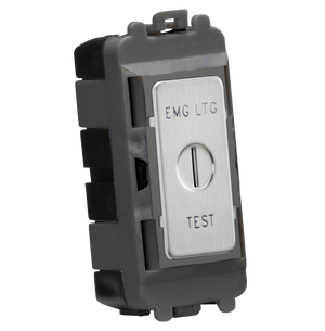 Knightsbridge GDM007BC 20AX 2 way SP key module (marked "EMG LTG TEST") - brushed chrome - Knightsbridge - Sparks Warehouse