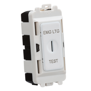 Knightsbridge GDM007MW 20AX 2 way SP key module (marked "EMG LTG TEST") - matt white - Knightsbridge - Sparks Warehouse
