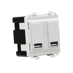 Knightsbridge GDM016MW Dual USB charger module (2 x grid positions) 5V 2.4A (shared) - matt white - Knightsbridge - Sparks Warehouse