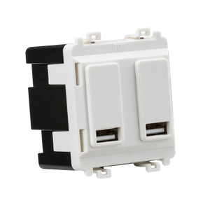 Knightsbridge GDM016U Dual USB charger module (2 x grid positions) 5V 2.4A (shared) - white - Knightsbridge - Sparks Warehouse