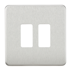 Knightsbridge GDSF002BC Screwless 2G Grid Faceplate - Brushed Chrome - Knightsbridge - Sparks Warehouse