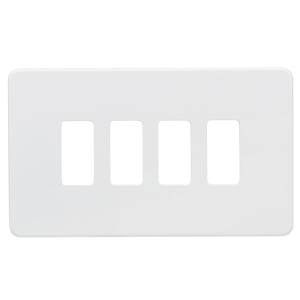 Knightsbridge GDSF004MW Screwless 4G grid faceplate - matt white - Knightsbridge - Sparks Warehouse