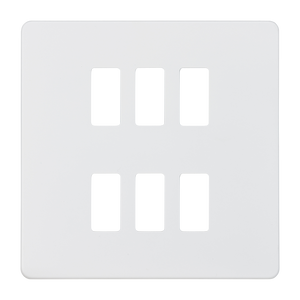 Knightsbridge GDSF006MW Screwless 6G grid faceplate - matt white - Knightsbridge - Sparks Warehouse