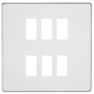 Knightsbridge GDSF006PC Screwless 6G grid faceplate - polished chrome - Knightsbridge - Sparks Warehouse