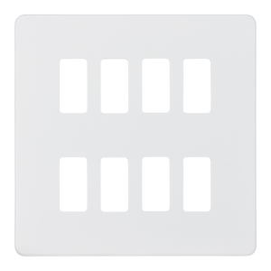 Knightsbridge GDSF008MW Screwless 8G grid faceplate - matt white - Knightsbridge - Sparks Warehouse