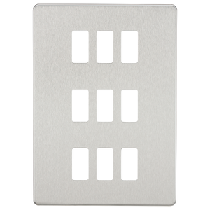 Knightsbridge GDSF009BC Screwless 9G grid faceplate - brushed chrome - Knightsbridge - Sparks Warehouse